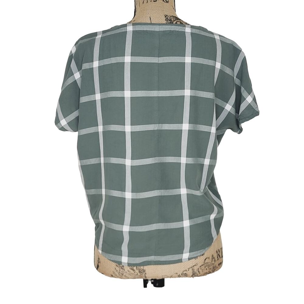 Universal Thread Green White Plaid Button Up Tie … - image 6